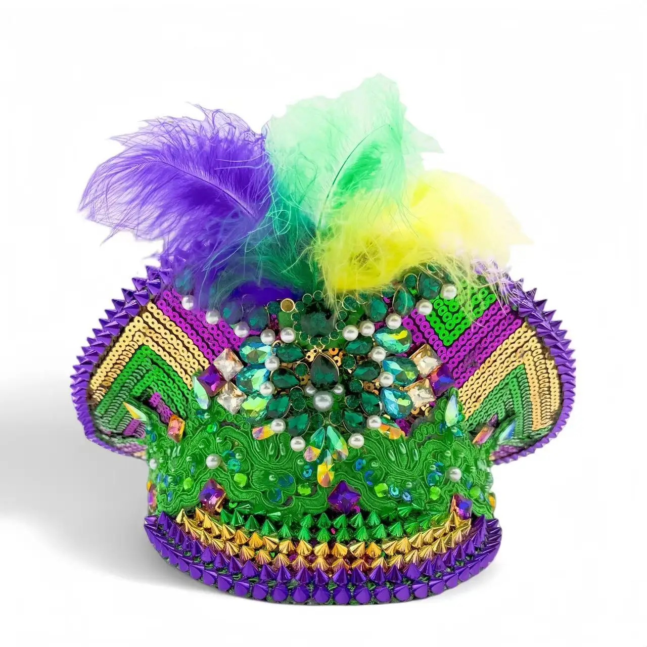 قبعة كابتن Steampunk الخضراء من HongLuan حجر الراين لمهرجان الهالوين للنساء، إكسسوارات عسكرية عتيقة وقبعة عسكرية للرجال #2