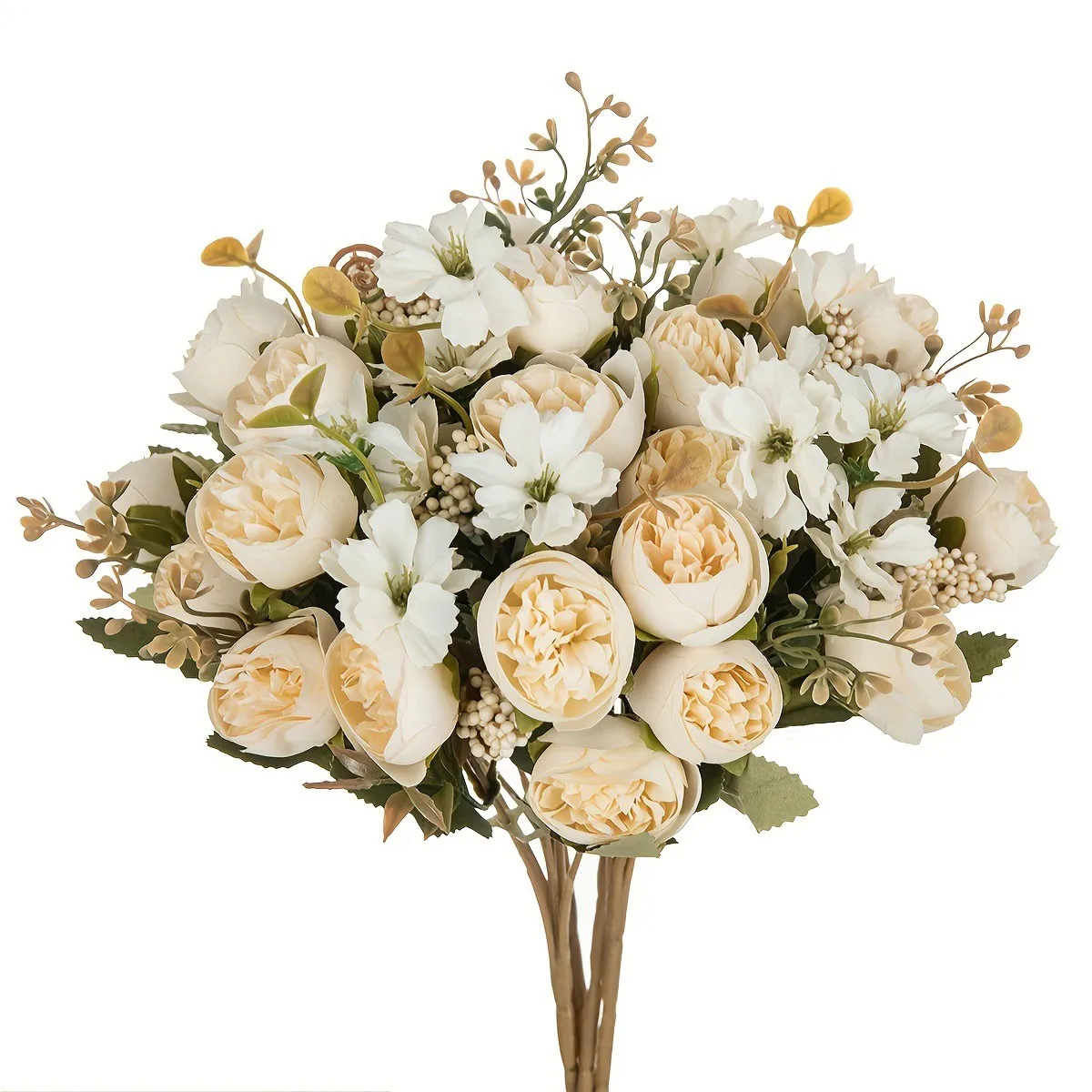 10 Stück Seiden-Kunstblumen, Teeknospen-Rosen-Pfingstrosen-Kranz, Hochzeits-Brautstrauß, Heim-, Zimmer-, Tisch-, Gartenkranz, DIY-Geschenkdekoration – Detail 4