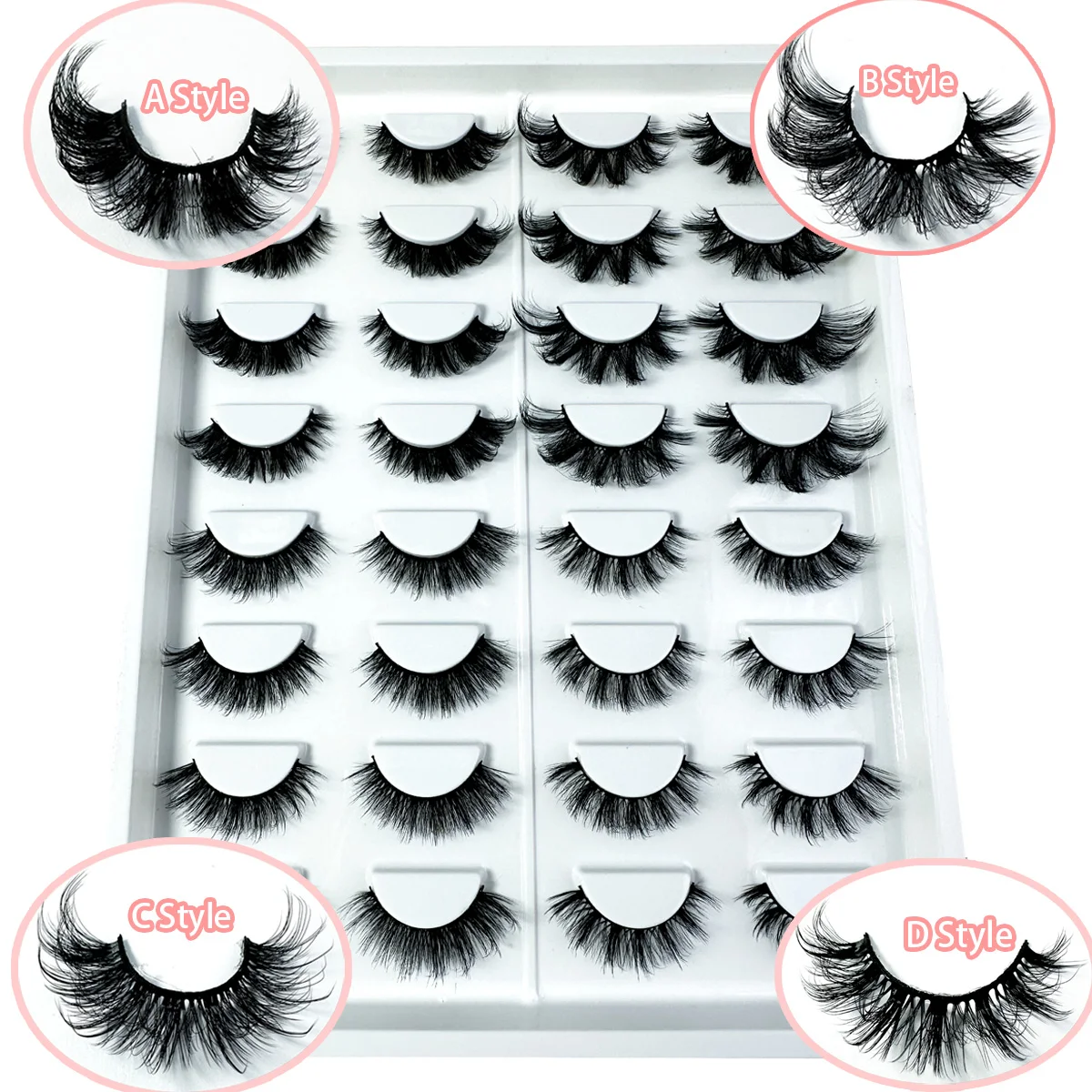 Mix 16 Pairs False Eyelash Volumized Curl 16- 23mm 8DFluffy Slim False Eyelashes For Daily Party Halloween Cat Eye Wispy Lashes