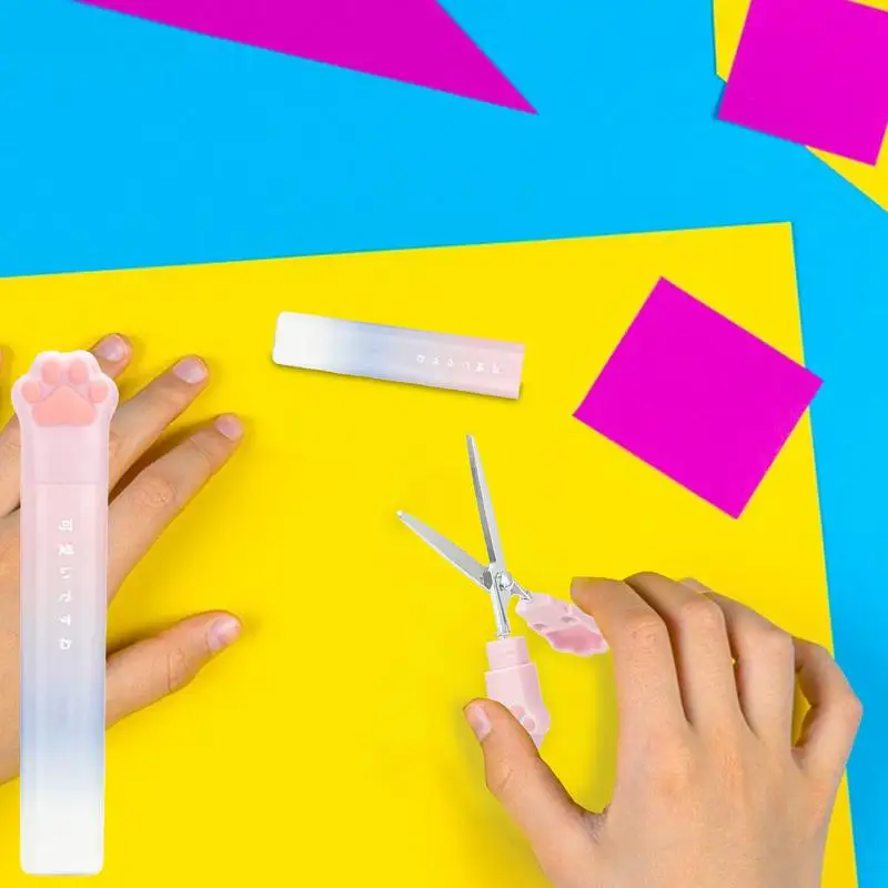 Craft Scissors For Kids Cat-Paw Shaped Craft Child-Friendly Design With Protective Cover Student Tip Scissors Handed Small