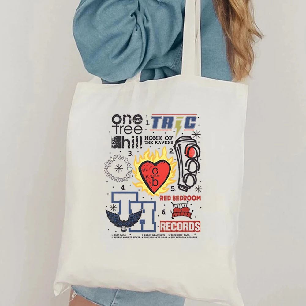 حقيبة كتف مطبوعة على الموضة للنساء من One Tree Hill، حقيبة تسوق من مدينة كارولينا الشمالية، حقيبة تسوق One Tree Hill Nathan Scott 23