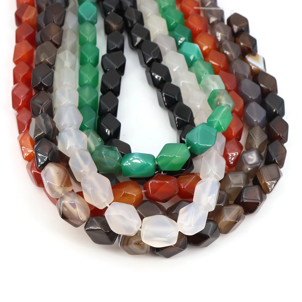 

10x14mm Natural Agate Irregular Faceted Bead for Jewelry Making Loose Spacer Crystal Beads for Bracelets DIY Accessories Gift
