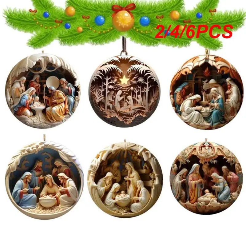 2/4/6PCS Christmas Gifts Christmas Decoration Pendant Acrylic Festival Atmosphere Festival Party Supplies 3d Effect Ornaments