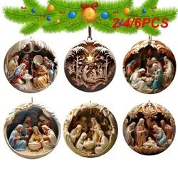 2/4/6PCS Christmas Gifts Christmas Decoration Pendant Acrylic Festival Atmosphere Festival Party Supplies 3d Effect Ornaments