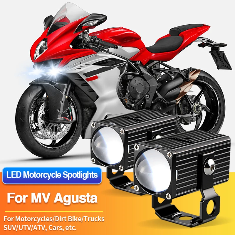 1/2PCS LED Universal Motorcycles Headlights Fog Light UTV ATV for MV Agusta Brutale 1000RR/800 RR SCS/800 Rosso/1000 Nurburgring