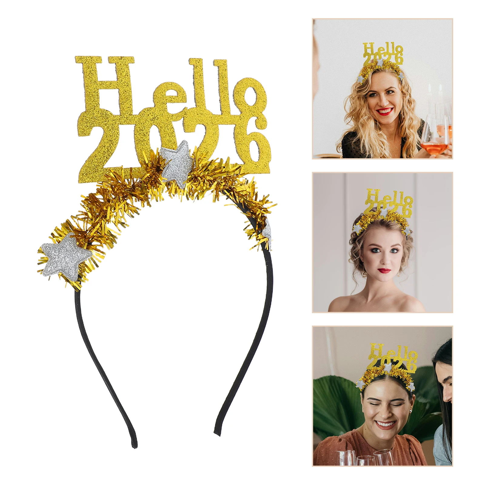 

2026 Headband Glitter Party Supplies Metallic Line Felt Cloth Year Accessories