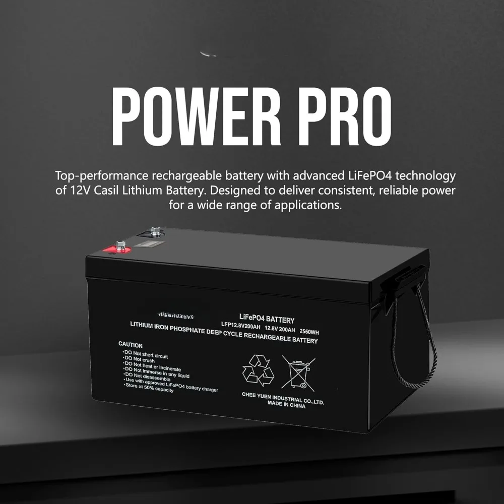 200Ah Lithium Battery - LiFepo4 Battery with Built-In BMS & 12V Lithium Deep Cycle Batteries - 12 Volt Lithium Batteries