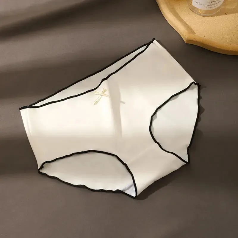 1/2/5 unidades/pacote calcinha sem costura de seda gelo das mulheres senhoras meninas feminino antibacteriano respirável calcinha conforto cintura baixa