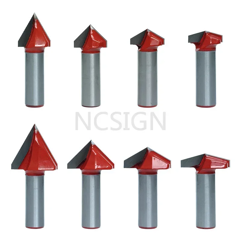 Shk 6/812.7mm em forma de v fresa para carpintaria cnc gravura entalho cortador 3d 60-150 graus liga cortador de aço de tungstênio