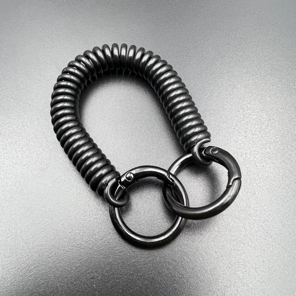 Colorful Retractable Keychain Spring Rope Double Key Rings Spiral Phone Lanyard Lightweight Plastic Anti-Lost Card Holder Strap