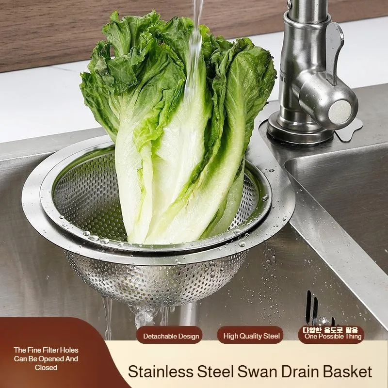 

Stainless Steel Sink Drain Basket Rack Kitchen Hanging Storage Organizer Shelf Over Sink Draining Rack for Vegetables and Dishes