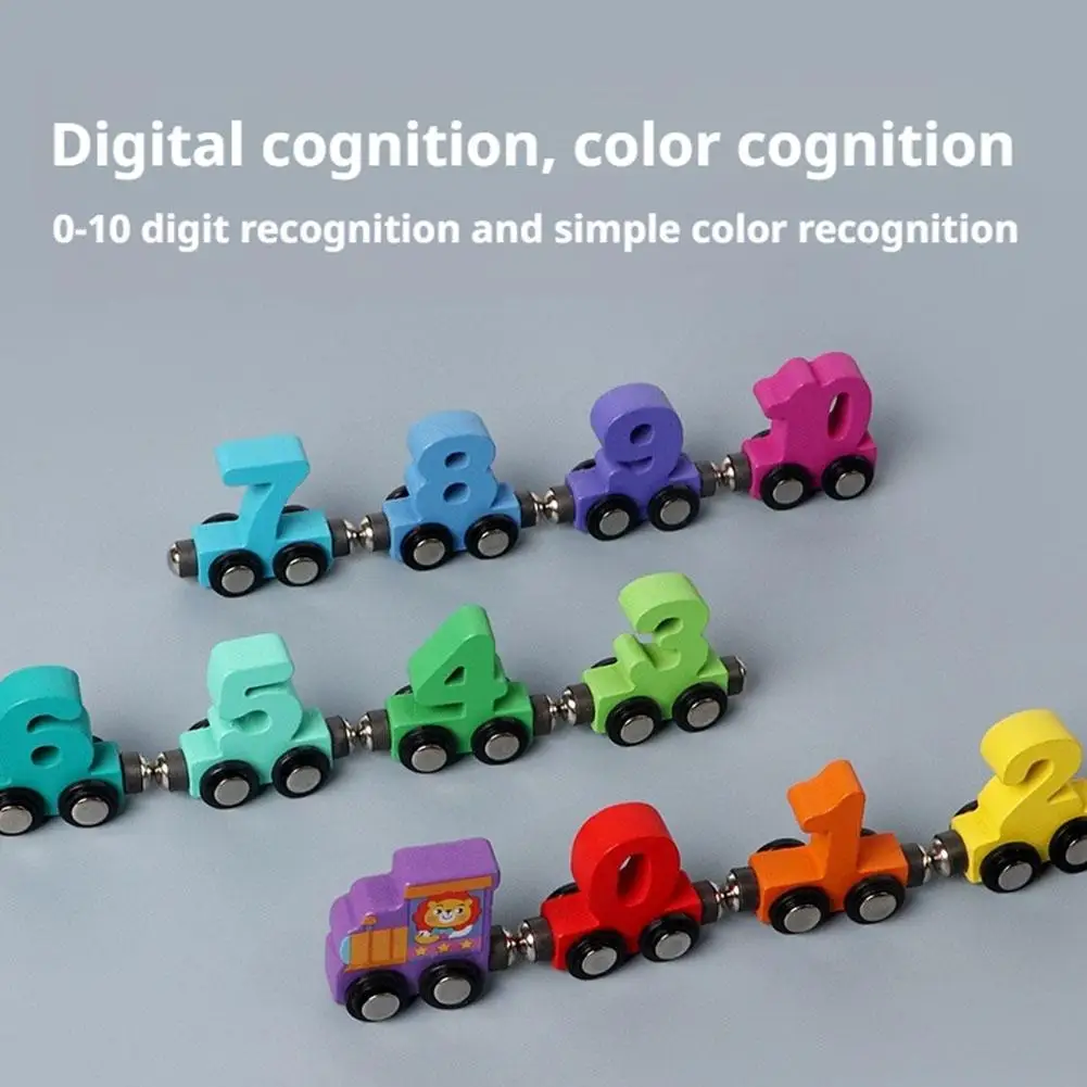 Wooden Number Digital Magnetic Train Toys Colorful Building Blocks Educational Hand-eye Coordination Magnetic Digital Train NEW