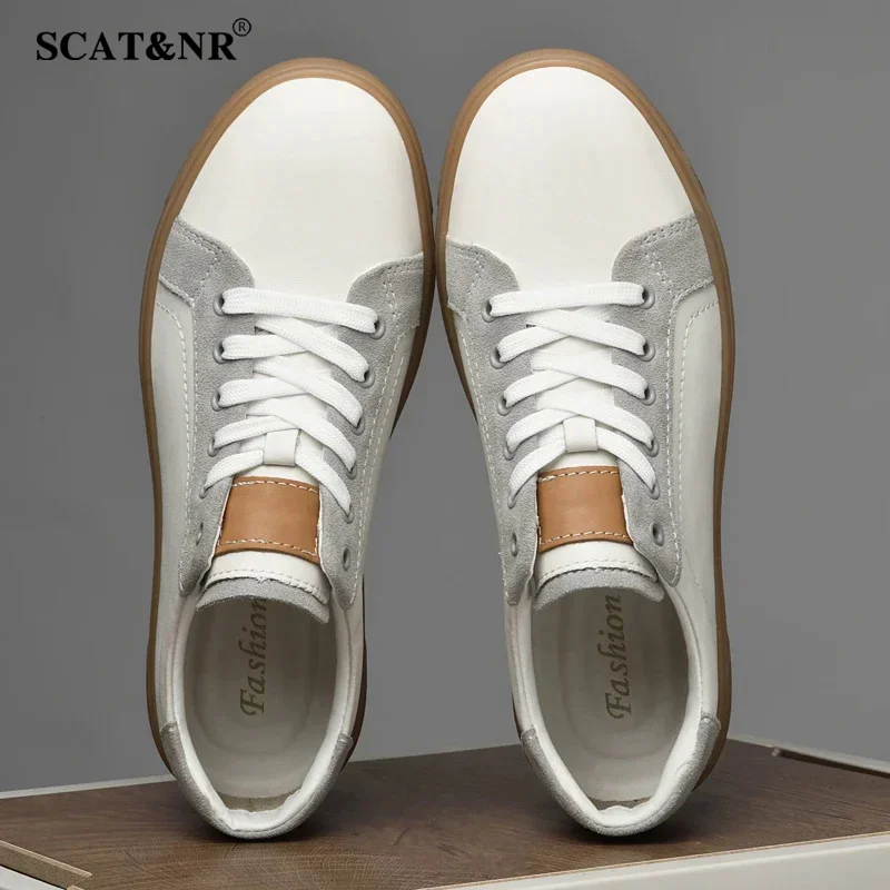 Genuine leather men casual footwear skateboarding shoes luxury brand sneakers versatile sports shoes simple male luxury shoes image 3