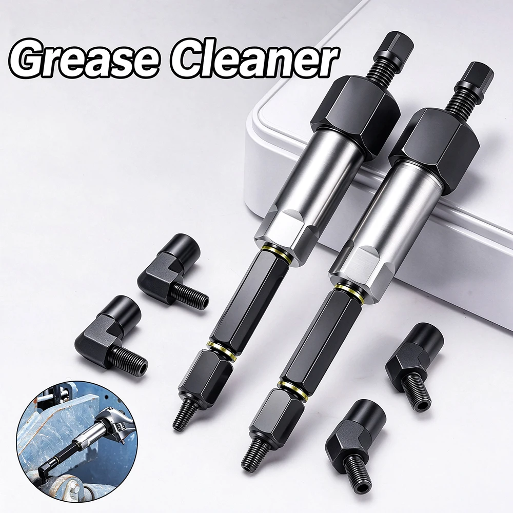 High Pressure Grease Fitting Unblocker Kit Alloy Steel with Straight 45 90 Degree Adapters Push Rods for Car Tractor Repair Tool