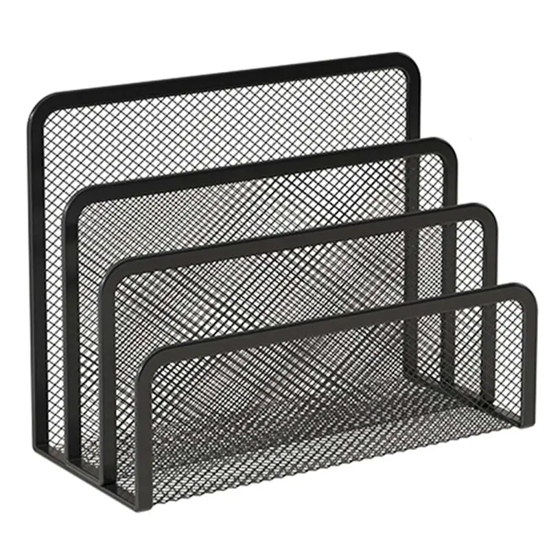 N36R-Metal Mesh Desk Mail Organizer Small File Holders Letter Organizer Document/Folder Paper Filing Organizer For Desktop Black