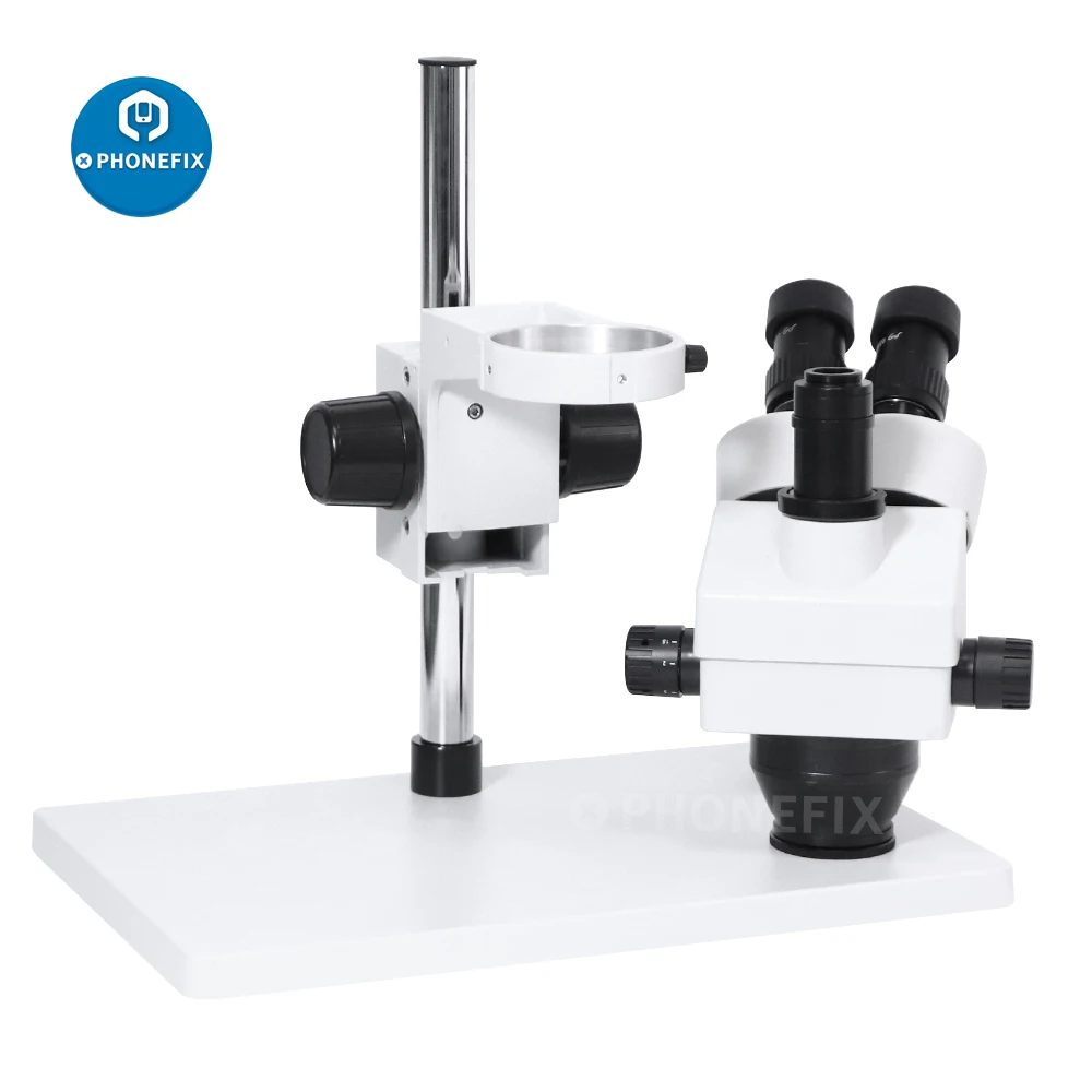 3.5X-180X Trinocular Simul-focus Microscope for Phone PCB Soldering Repair with 0.5X 2X Lens Industrial Stereo Microscope