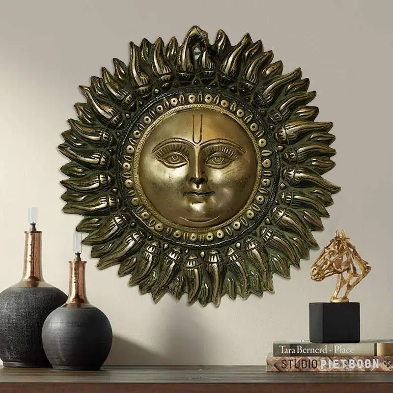 Indian Helios copper pendant retro wall European wall decoration living room corridor entrance decoration ornament