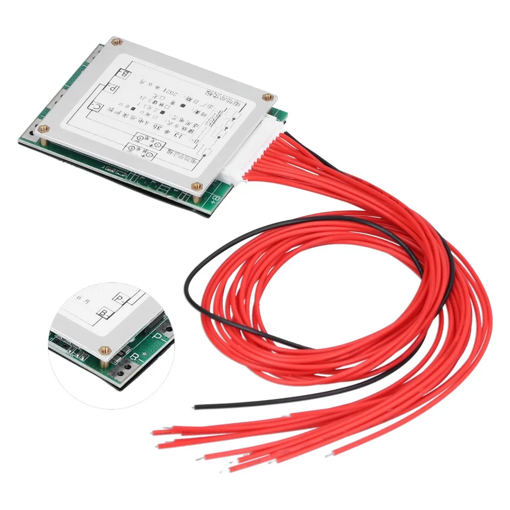 13S 48V 35A PCB Protection Board with Cable with Balance PCB Board Split Port Ternary 3.7 Power Supply Power Charging