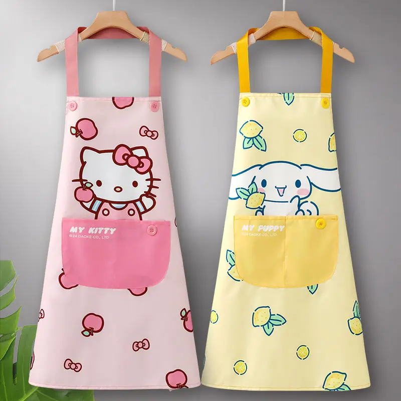 

Фартук с принтом Sanrio Hello Kitty Kawaii, кухонный водонепроницаемый новый аниме-мультфильм My Melody Cinnamoroll, аксессуары, рабочая одежда