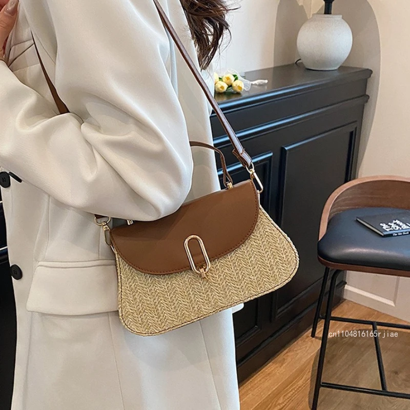 New Women's Woven Bag Fashionable and High-quality Women's Crossbody Bag Casual and Versatile Girl's Portable Storage Bag