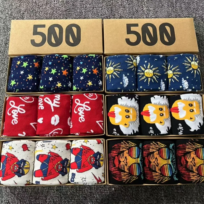 

3 пары мужских носков с принтом в подарочной упаковке — дышащие и удобные, многофункциональные модные аксессуары, мужские носки для экипажа