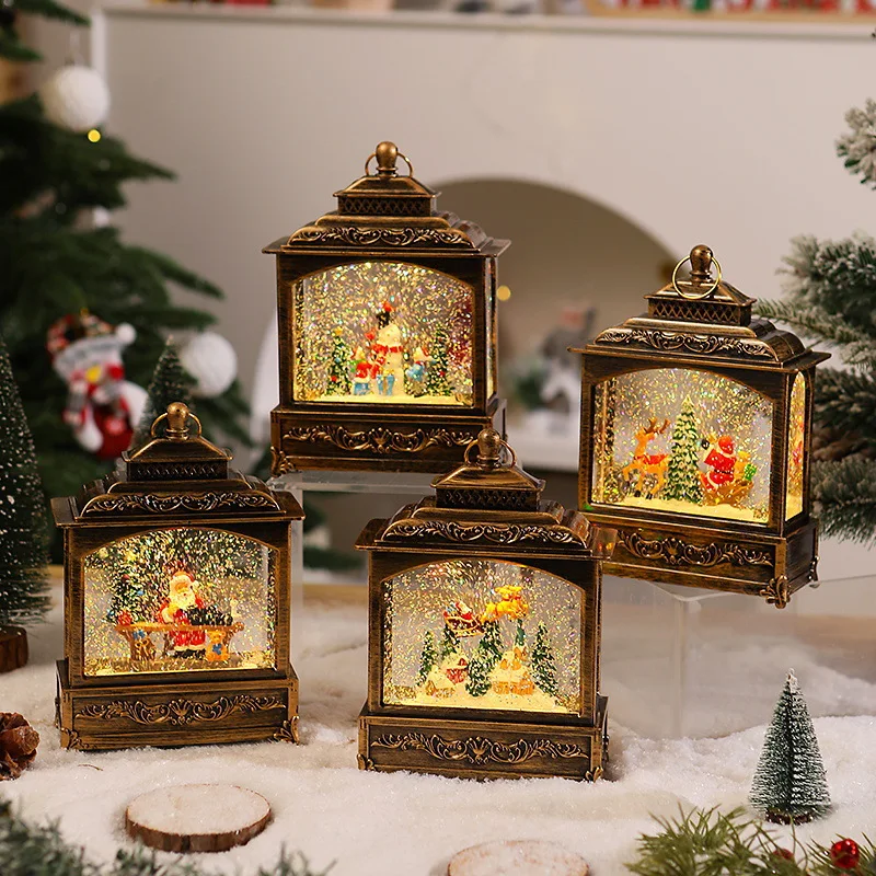 Christmas Snow Globe  LED Musical Water Ball Decor with Snowflakes Santa Snowman Holiday Gift for Home Office Xmas Decorations