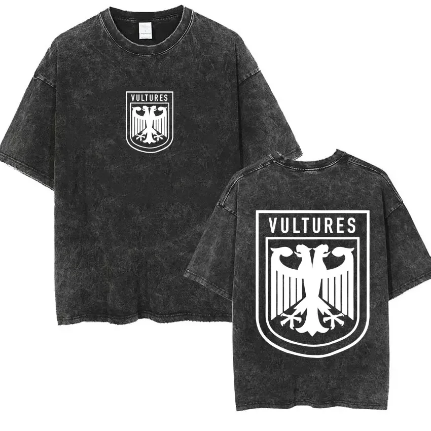 

Rapper Kanye West Vultures Logo T Shirt Men's Women Hip Hop Vintage Washed T Shirts Fashion Trend O-Neck T-shirt Tops Streetwear