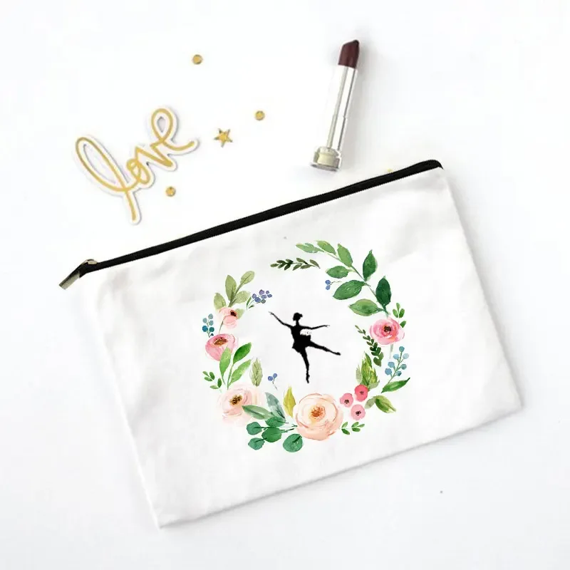 Born To Dance Women Fashion Harajuku Cosmetic Bags Casual Dance Ballet Lipstick Bag Eco Canvas Reusable Handbag Makeup Pouch