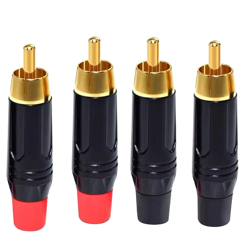 4/8/16/48PCS Musical Sound RCA Connectors  Plug  Adapter Coaxial Cable Audio Jack Gold Plug Male No Solder Speaker Connector