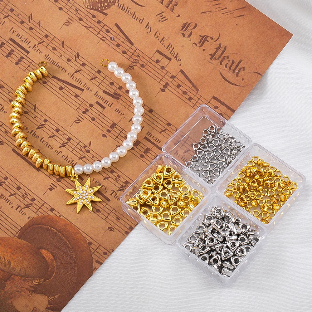 10pcs 4mm 6mm Triangle Big Hole Spacer Beads Loose Beads for DIY Beaded Necklace Bracelet Jewelry Making Accessories