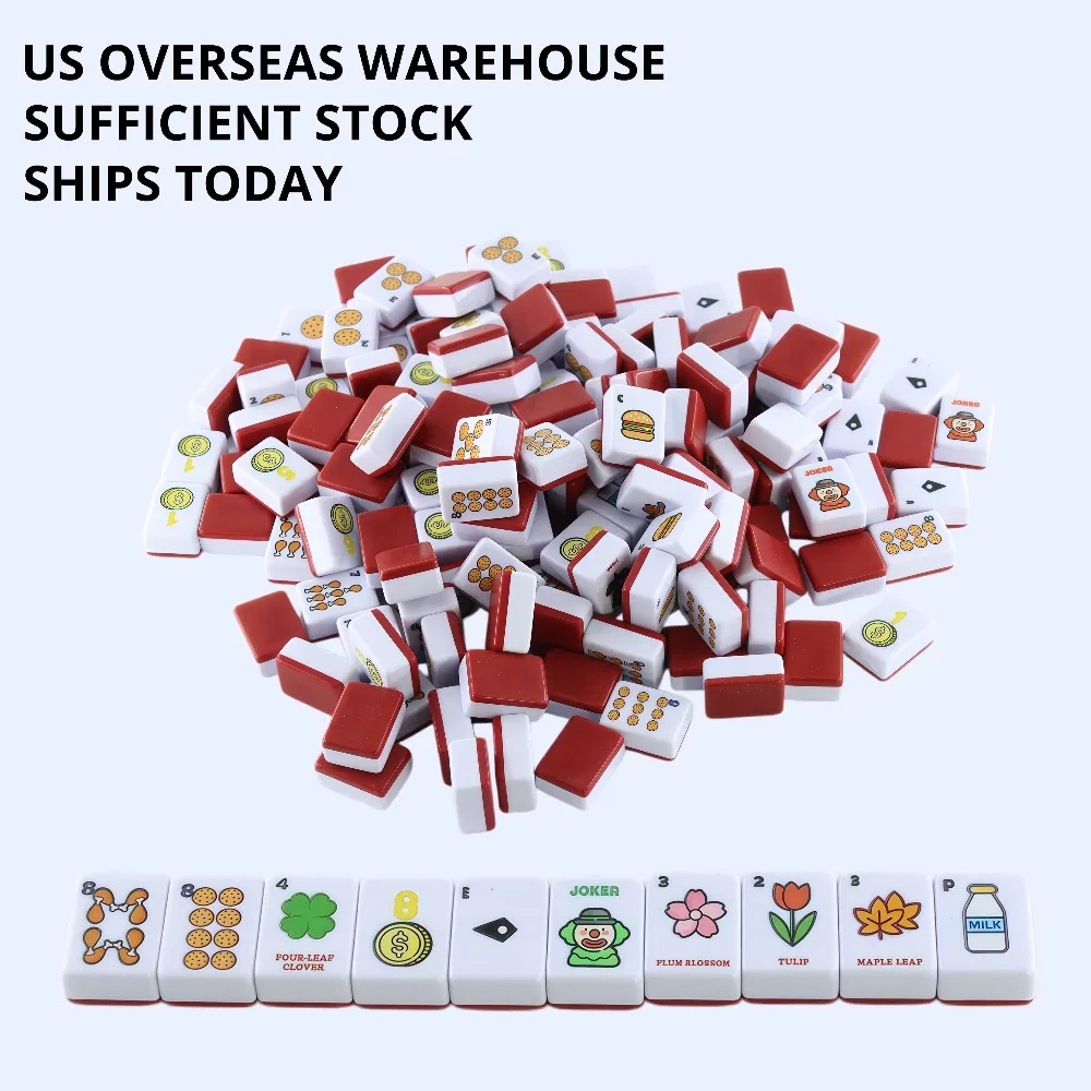 

Polished Melamine American Mahjong set of 166 pieces, printed with large fonts and clear symbols, suitable for the elderly
