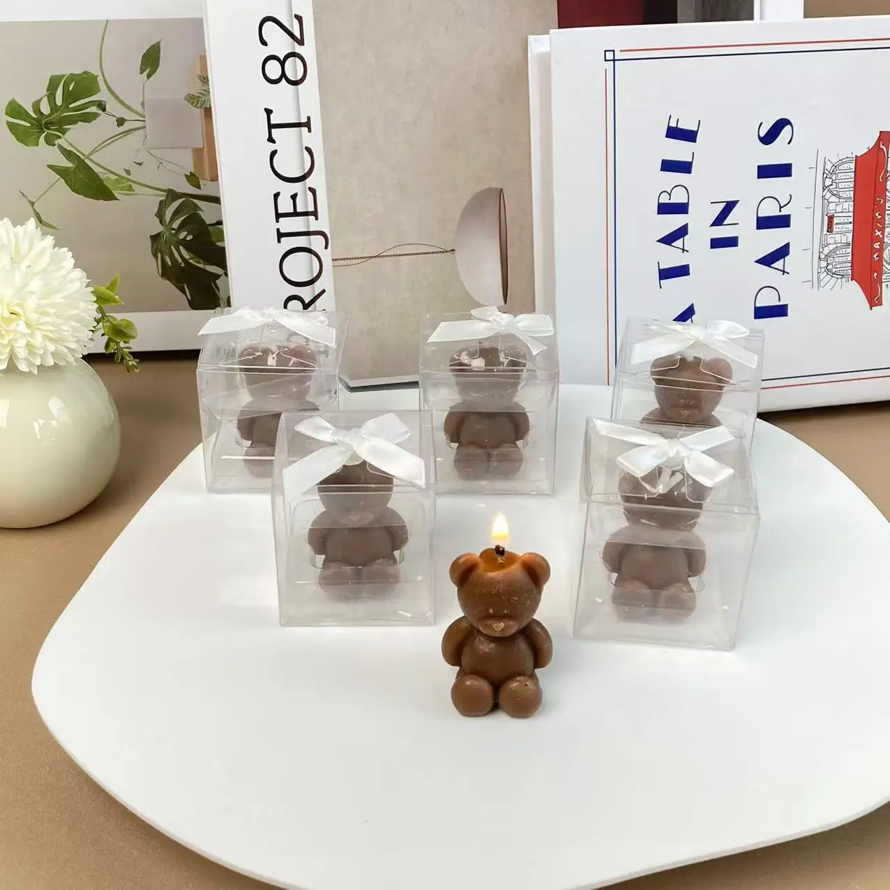 30 Sets kleine Bärenkerzen, Gefälligkeiten mit handgefertigten Mini-Kerzen in Bärenform, Großpackung für Babypartys, Geschlecht offenbaren, Partygäste