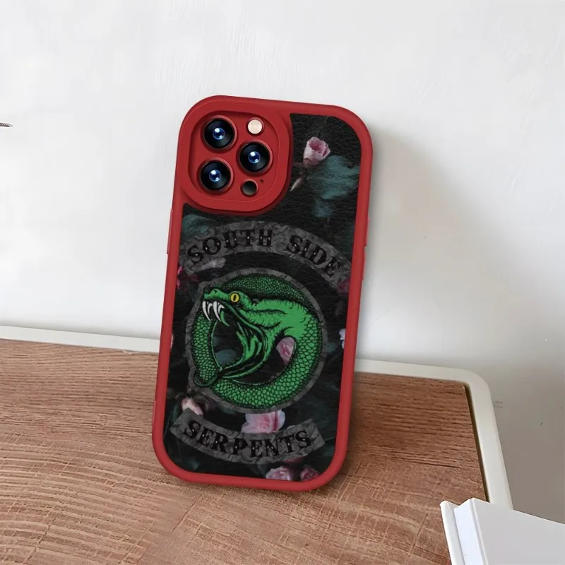 TV Riverdale Southside Serpent Phone Case Red For IPhone 14 11 13 12 Pro Max Mini Xs X Xr 7 8 Plus SE2020 Leather Texture