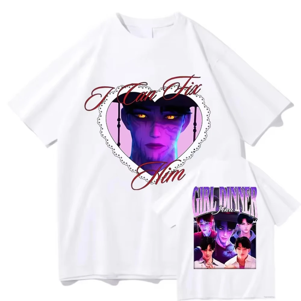 2025 ساجا بويز جينو يمكنني إصلاحه Kpop شيطان هنتر تي شيرت الصيف القطن قصير الأكمام رجالي عشاء النساء بلايز الجرافيك الملابس #2