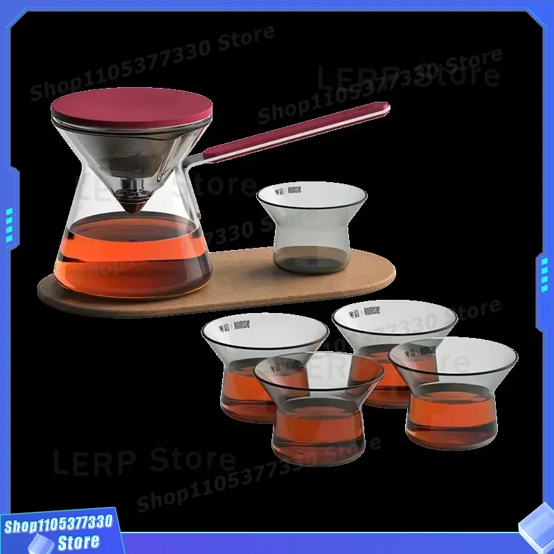 Luxury Small Glass Teapot Cup Set With Magnetic Kettle Customized Printed Gift Box Red Packaging Beautiful Tea Ware For Home