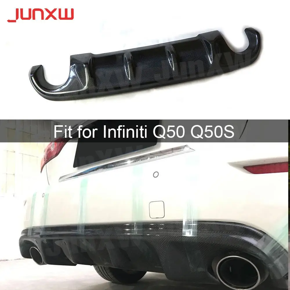 

Carbon Fiber Rear Lip Diffuser Spoiler For Infiniti Q50 Q50S 2014-2017 FRP Bumper Trim Cover Protector Kits