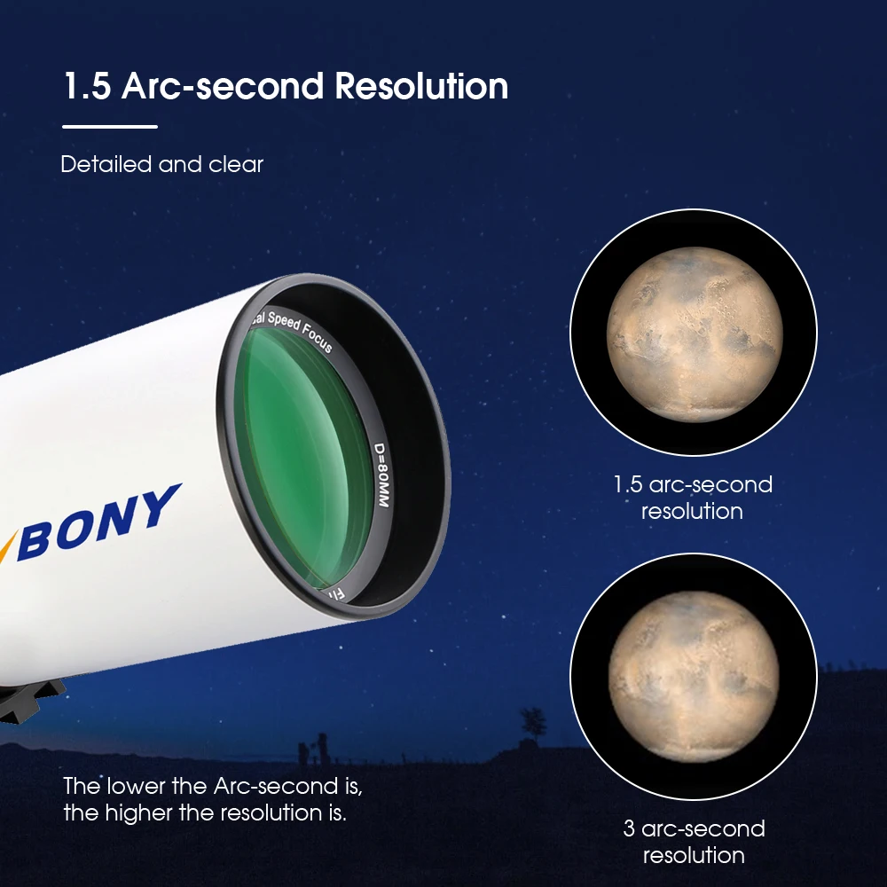 Svbony SV503 Astro Telescope 70/80/102ED Extra Low Dispersion Achromatic Refractor OTA For Exceptional Viewing Astrophotography