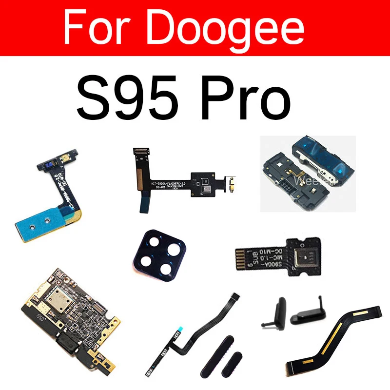 Power Volume Button&Mainboard FlashLight Flex Cable For Doogee S95 Pro Buzzer Camera Lens Mic Charger Board USB Waterproof Plug