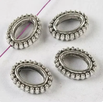 

20pcs 13x10mm Alloy matel charms dark silver color oval spacer beads HWH3634