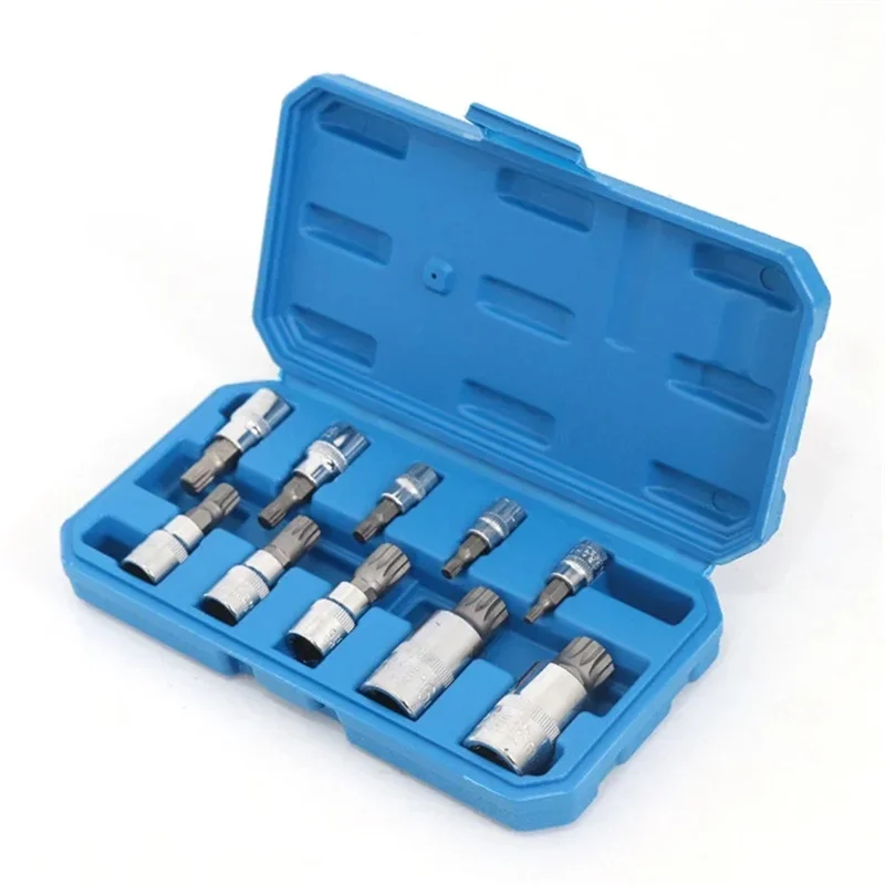 

Набор головок AB66, 10 предметов, 12-точечная звездочка с футляром, набор автомобильных инструментов, высокое качество, с храповым ключом