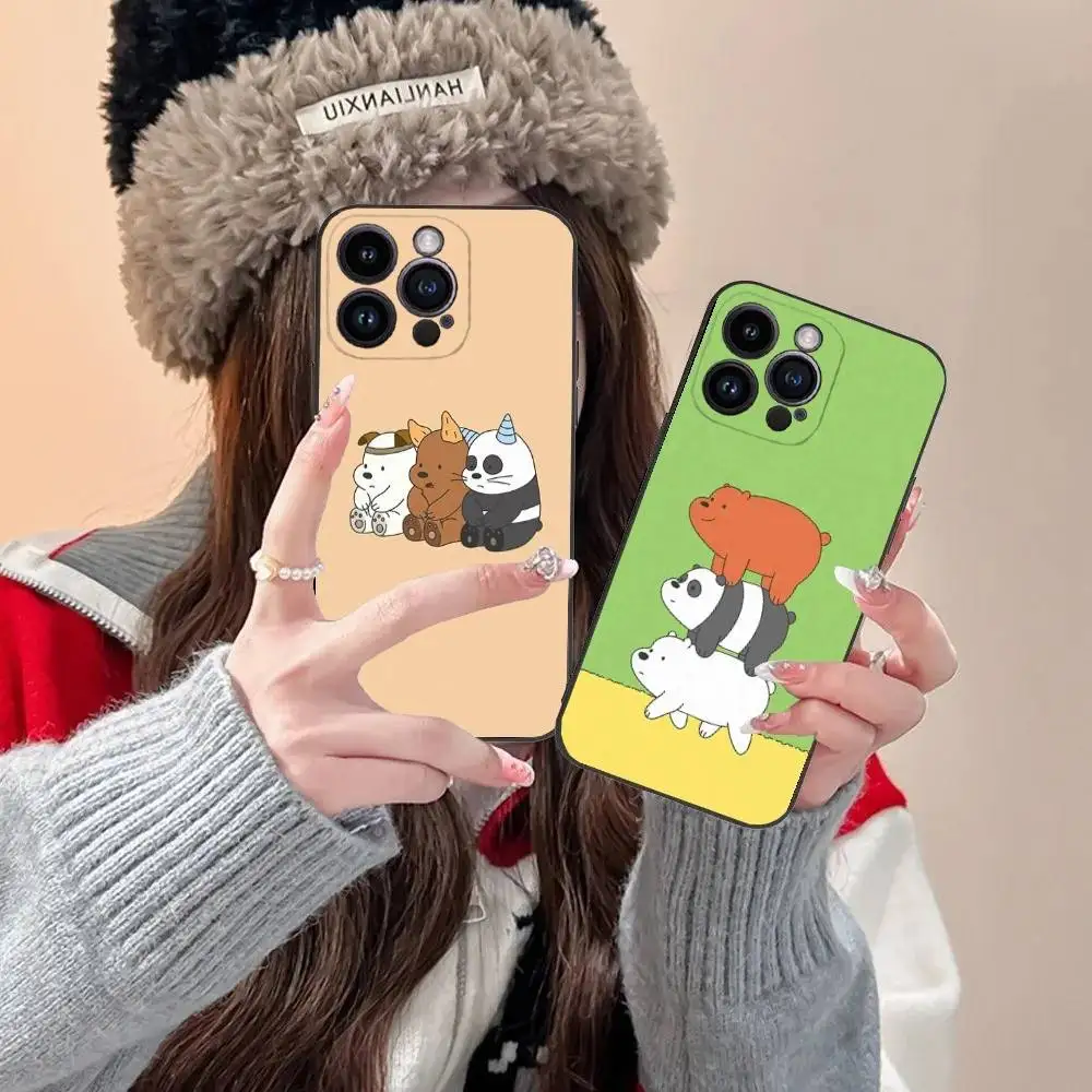 

We B-Bare Cartoon Bears Phone Case For iPhone 16,15,14,13,12,11,Pro,XS,Max,XR,Plus,E,SE4,Mini Black Fashion Cover
