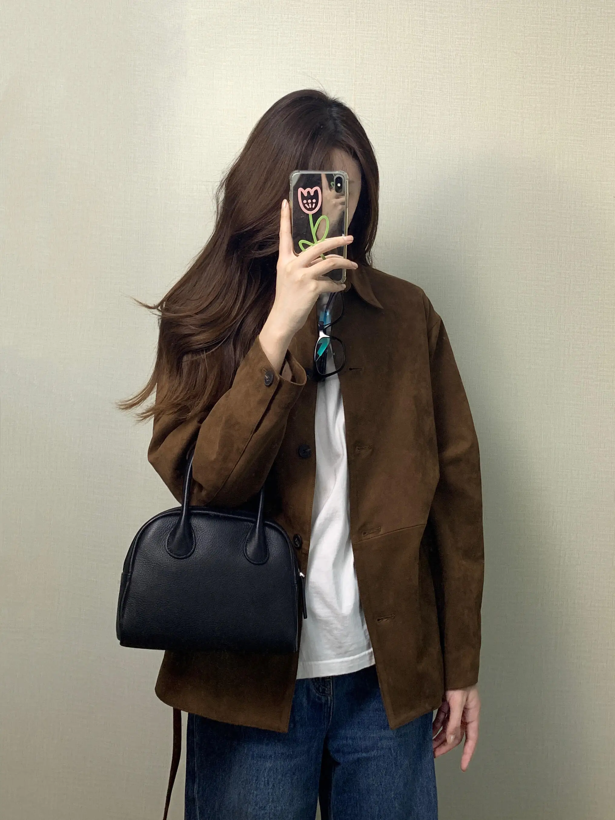 

Retro American Commuter Sle Suede ort Jaet Women's Autumn Winter Design Sensation Outerwear Loose Fit Button up Coat