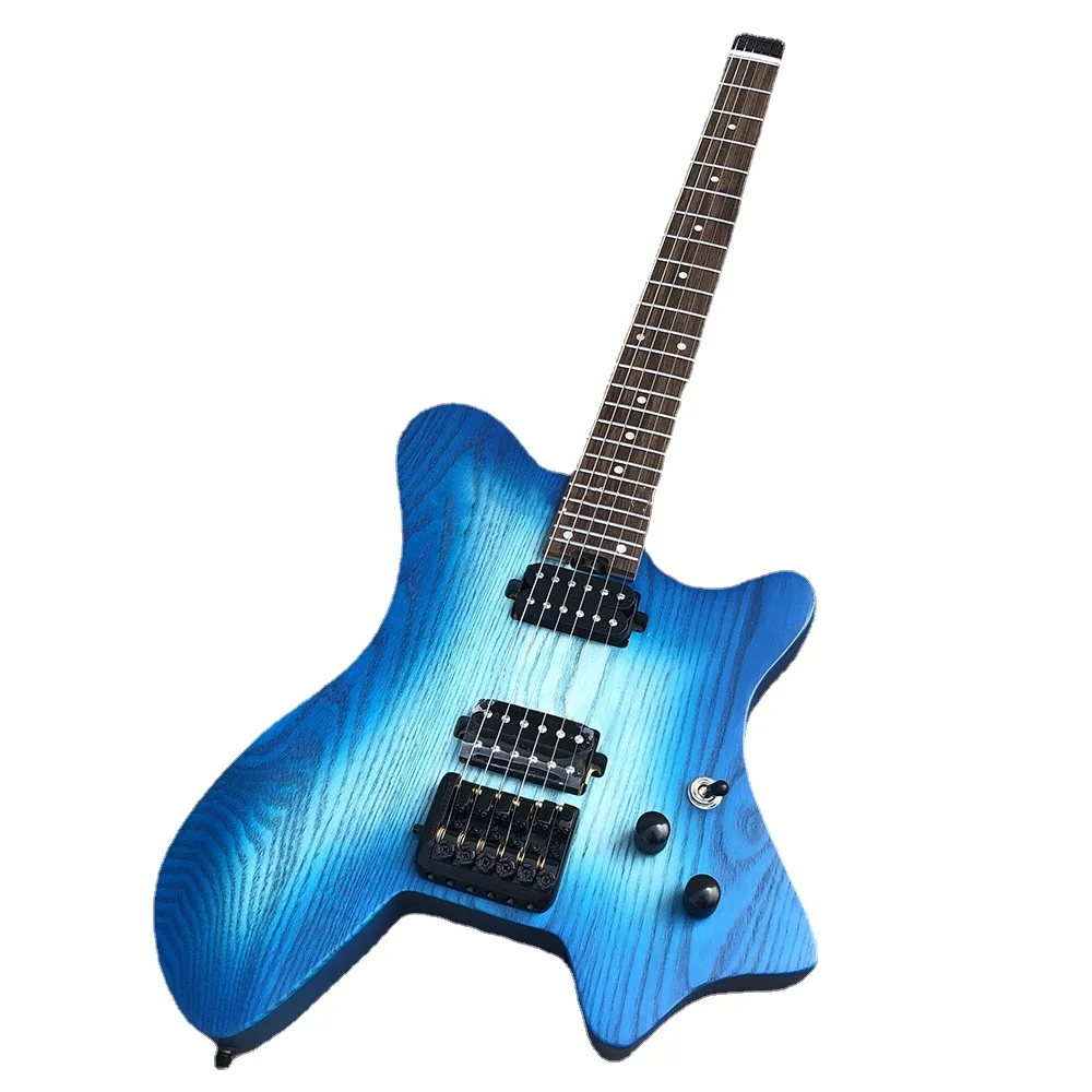 Headless Electric Guitar Blue Purple Colors 6 Strings Steinberger Shaped Portable Metal MusicTravel Accept Custom Any Style