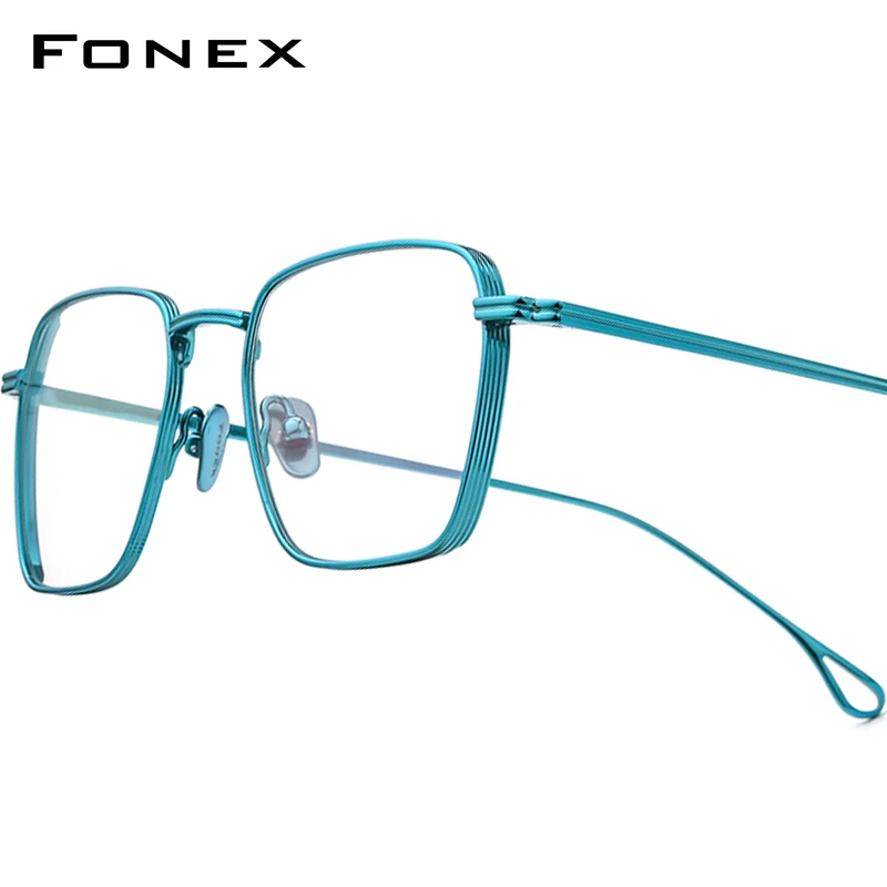 FONEX Titanium Glasses Frame Women Brand Design Retro Vintage Ultralight Square Eyeglasses Men Japanese Big Size Eyewear 85728