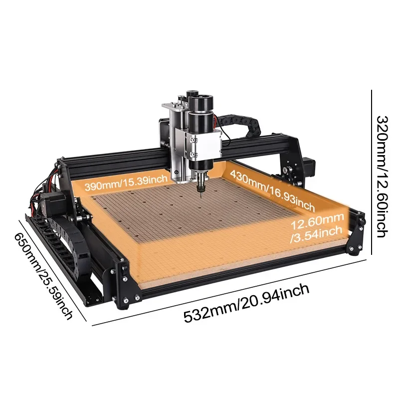 500W Spindle CNC Router Machine, 4540 3 Axis Engraving Machine 430 x 390mm Working Area GRBL DIY Milling Wood Metal Acrylic MDF