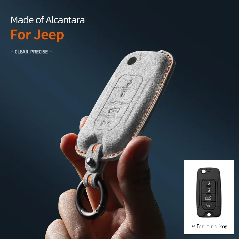 

Alcantara Car Key Case Cover Shell For Jeep Renegade Compass 2016 2019 2020 2021 4 Buttons