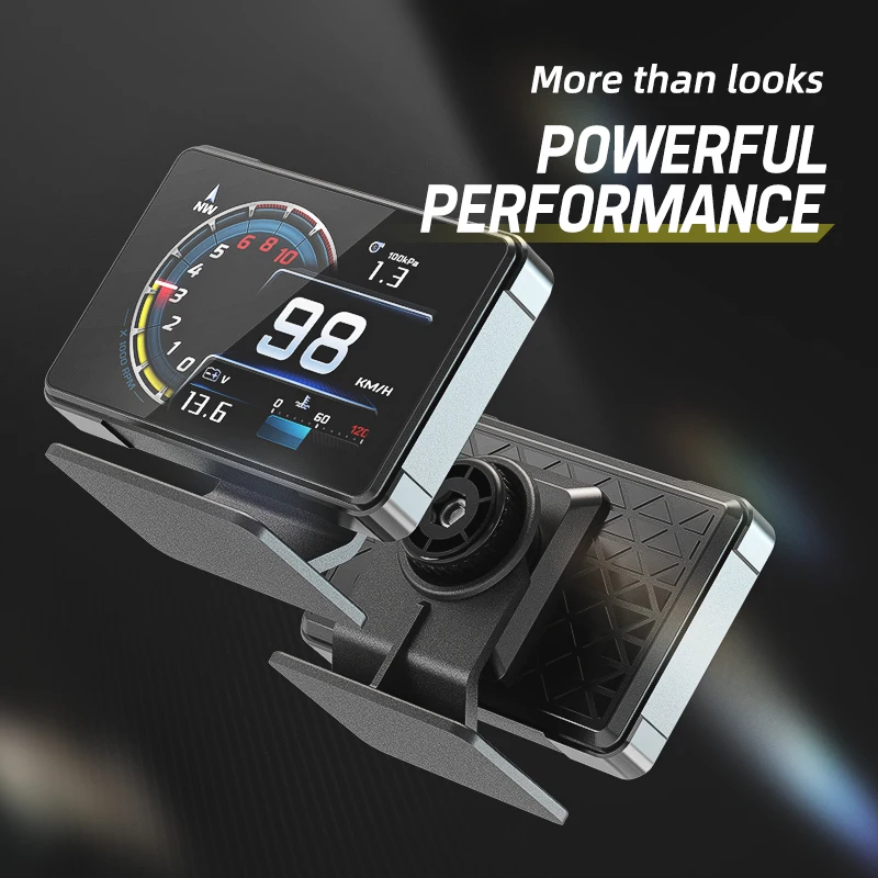 HUD Gauge Display Multi-function OBD LCD Gauge Touch Buttons GPS with Adjusting Bracket 9 Themes Interface for Cars