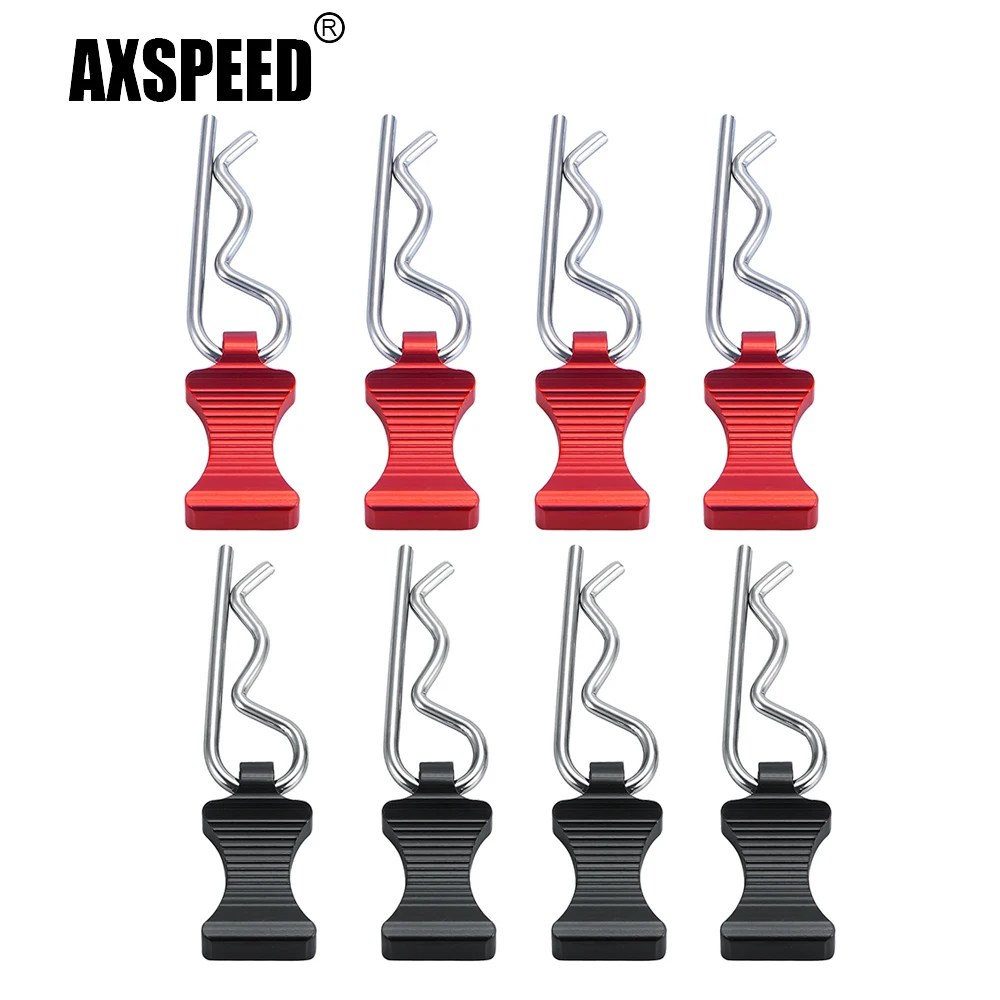 AXSPEED 4Pcs Easy Disassemble Metal Body Shell Clip R Pin with Fixing Bracket for Axial SCX6 Jeep JLU Wrangler 1/6 RC Car Truck