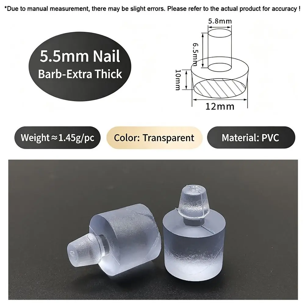 50Pcs M5/M5.8/M6 Glass Top Table Furniture Embedded Bumper with Stem Black/Transparent Rubber Grippers Table Spacers