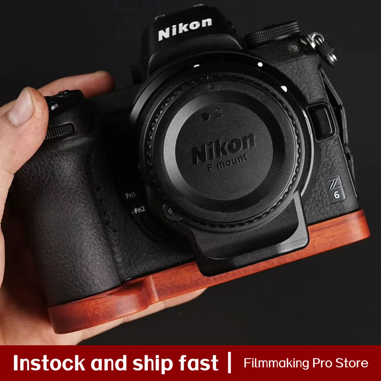 

Camera Base Wood Hand Grip Holder , For Nikon Z5 Z6 Z7 Z7II Z6II Camera, Ebony Rosewood Base Improves Grip cage handle
